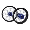 Pair alloy wheel dirt bike 14/12 cnc hubs blue